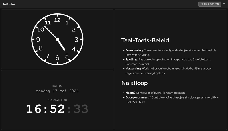 Screenshot van ToetsKlok.nl